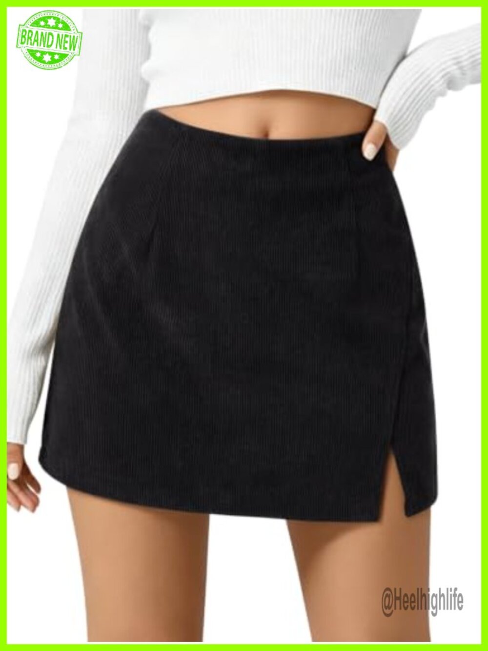 Corduroy Mini Skirt High Waisted A-Line Fall Winter Short Skirt